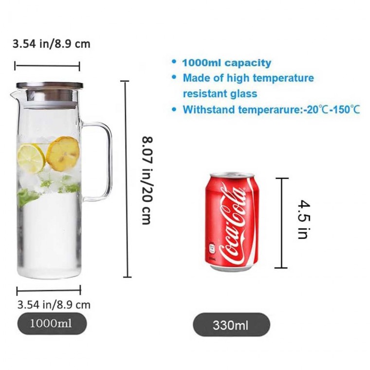 Straight Glass Pitcher 1000ml/34oz Straight Glass Pitcher 1000ml/34oz