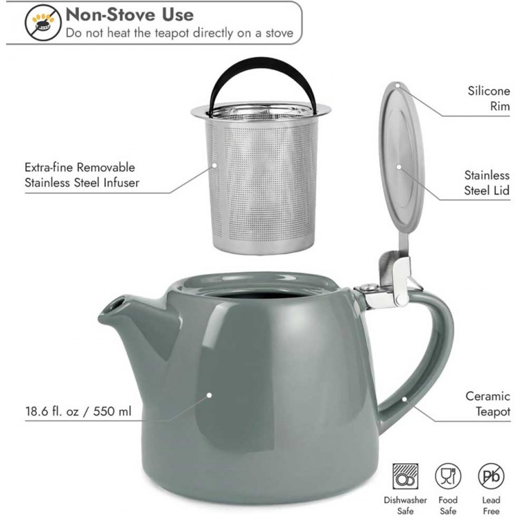 Gray Ceramic Teapot 500ml/17oz Gray Ceramic Teapot 500ml/17oz