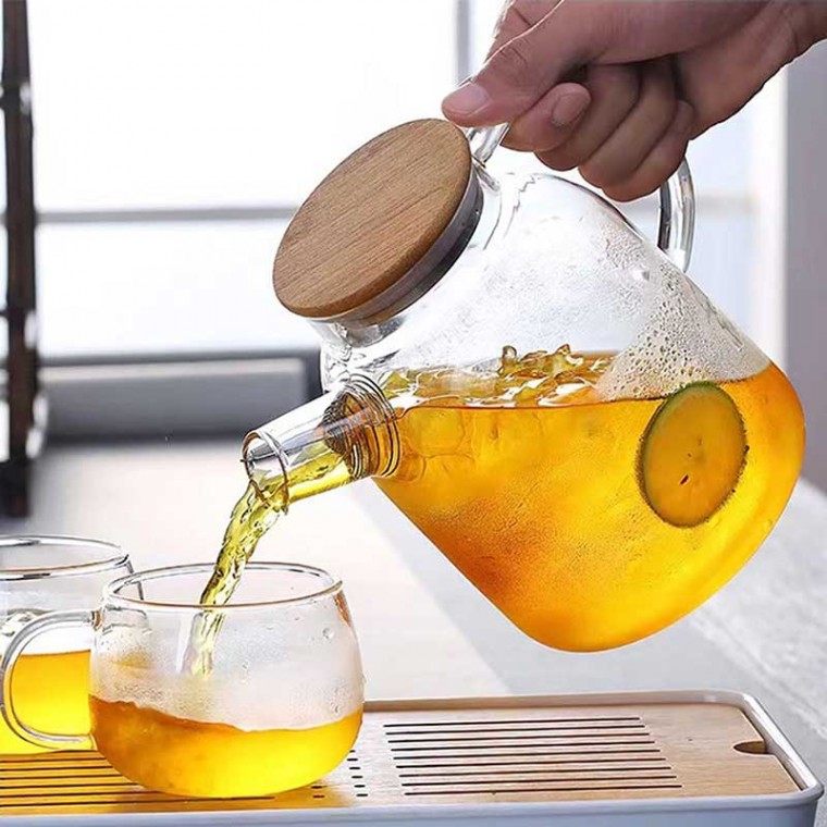 Glass Teapot Bamboo Lid 1200ml/41oz Glass Teapot Bamboo Lid 1200ml/41oz